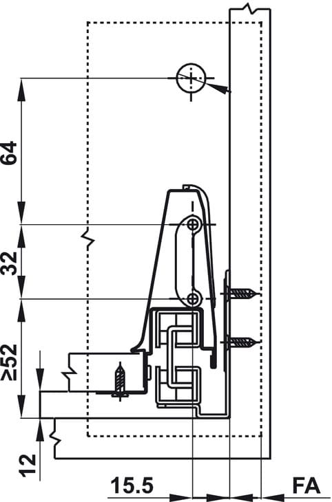 Ray hộp Hafele Alto 552.77.785 (cao 135mm, giảm chấn, trắng mờ)