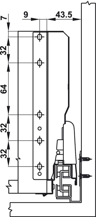 Ray hộp Hafele Alto 552.79.785 (cao 199mm, giảm chấn, xám đậm)