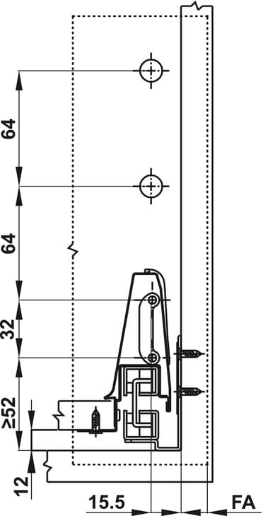 Ray hộp Hafele Alto 552.03.795 (cao 199mm, giảm chấn, trắng mờ)