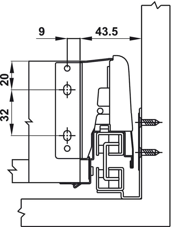 Ray hộp Hafele Alto 552.75.005 (cao 84mm, giảm chấn, xám đậm)