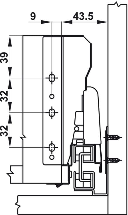 Ray hộp Hafele Alto 552.77.785 (cao 135mm, giảm chấn, trắng mờ)
