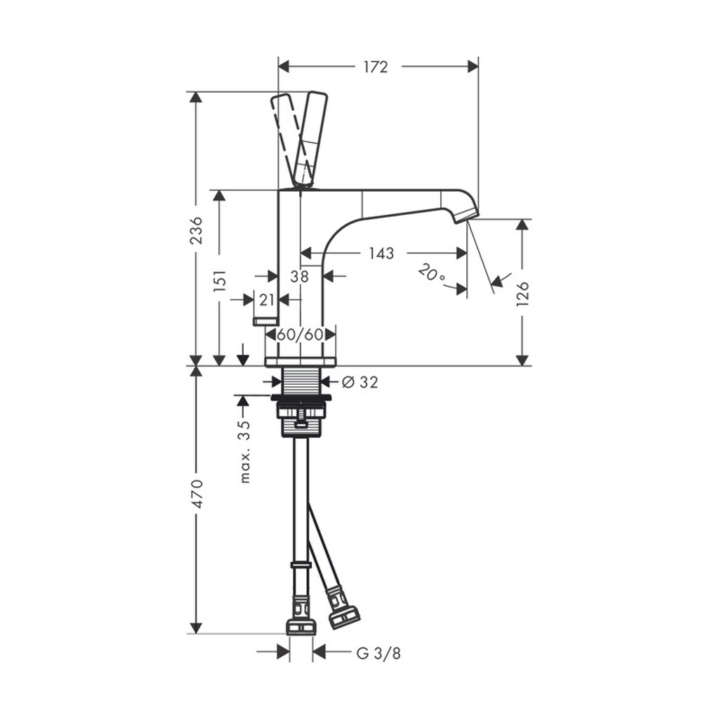 Kích thước Vòi lavabo Axor Citterio E 589.54.800